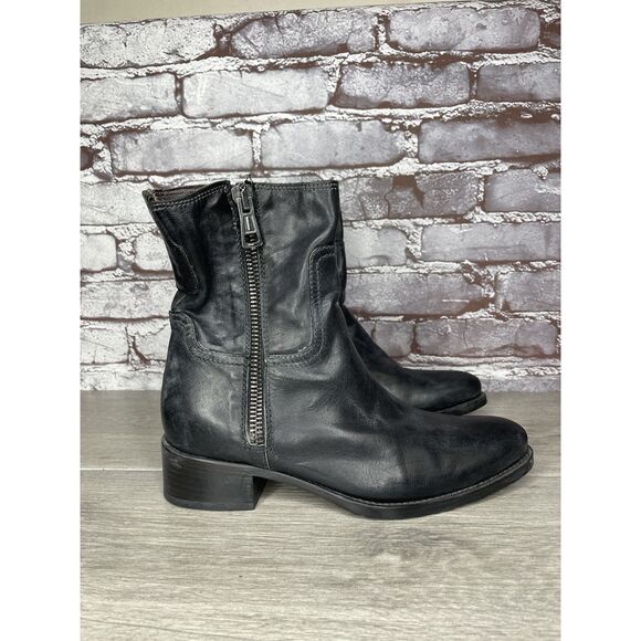 Alberto Fermani Black Leather Double Sided Zipper Heel Boots Women Sz 36.5EU/6M - Picture 15 of 16